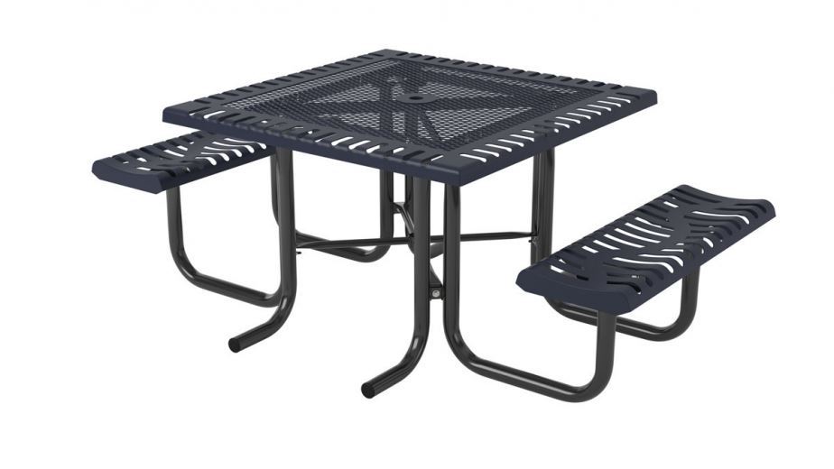 Square Thermoplastic Steel Picnic Table Plastic Coating