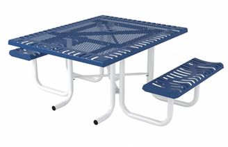 ADA Compliant Wheelchair Accessible Square Thermoplastic Steel Picnic Table Classic Style