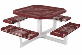 Octagonal Thermoplastic Steel Picnic Table Rolled Regal Style