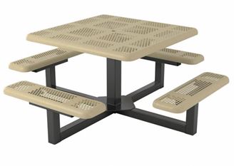 Square Thermoplastic Steel Picnic Table, Perforated Style