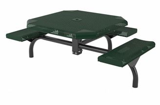 Octagonal Thermoplastic Steel Picnic Table, Perforated Style