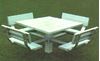 48" Single Post Square Aluminum Picnic Tables with Galvanized 6" In-ground Pedestal