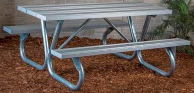 6 ft. Rectangular Aluminum Picnic Table with Galvanized Bolted 2 3/8" Frame