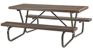 6 ft Rectangular Plastisol Picnic Table with Bolted Galvanized Tube