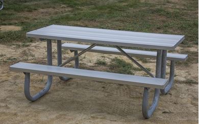 6 ft Rectangular Aluminum Picnic Table Galvanized Steel