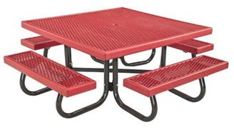 48" Square Plastisol Picnic Table with Galvanized 1 5/8" Steel Frame, 239 lbs.