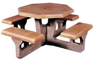 66” Octagonal Concrete Picnic Table Exposed Aggregate