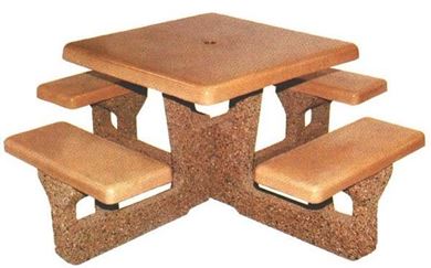 66” Square Concrete Picnic Table Exposed Aggregate