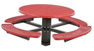 48" Round Fiberglass Picnic Table with 6" Single Post Frame