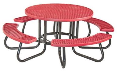 Round Plastisol Picnic Table with 4 Attached Seats