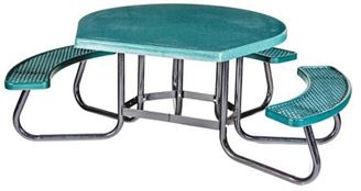 Round ADA Wheelchair Accessible Picnic Table with Fiberglass Top and Plastisol Seats