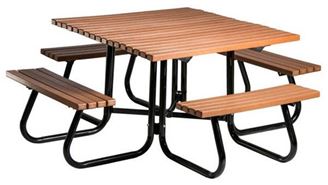 4 ft. Square Recycled Plastic Picnic Table with Attached Benches