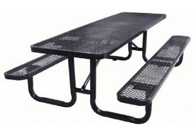 8 ft. Rectangular Thermoplastic Steel Picnic Table, Perforated Metal with Powder Coated 2 3/8" Steel Tube