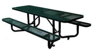 ADA Picnic Table, Expanded Metal Thermoplastic Steel, 8 foot Rectangular, Surface Mount / Portable