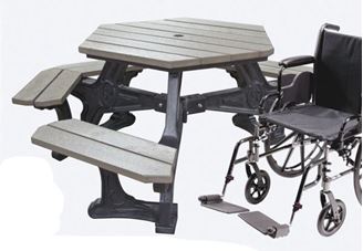 Wheelchair Accessible ADA Hexagonal Picnic Table