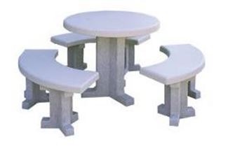 Round Concrete Picnic Table with Pedestal Concrete Frame Seats 6 adults