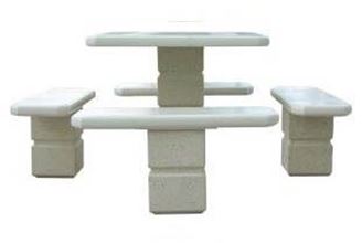 Square Concrete Picnic Table with Pedestal Frame, 1530 lbs.