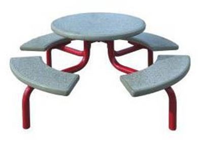 Commercial Round Concrete Picnic Table 42" Concrete Powder Coated Frame