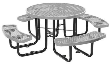 Round Picnic Table Plastic Coated Expanded Metal