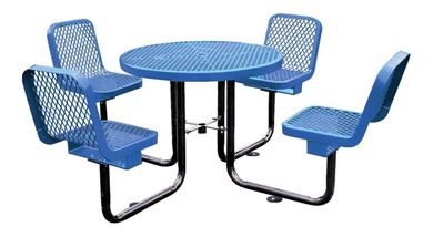 thermoplastic picnic table with back blue