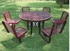 46" Round Thermoplastic Picnic Table with 4 Backed Seats Burgundy