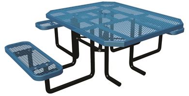 46" x 58" Octagonal ADA Expanded Metal Thermoplastic Picnic Table, Portable or Surface Mount