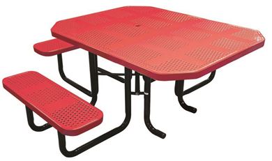 46" x 58" Octagonal ADA Perforated Thermoplastic Picnic Table, Portable or Surface Mount