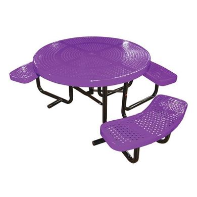 46" Round Perforated ADA Picnic Table, Thermoplastic Steel, Wheelchair Accessible