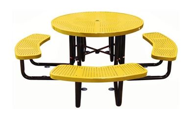 46" Round Thermoplastic Perforated Steel Picnic Table, Portable or Surface Mount