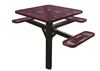 46" ADA Compliant, Single Post Thermoplastic Expanded Metal Square Picnic Table 3 Seat Inground Mount
