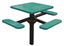 46" ADA Compliant, Single Post Thermoplastic Perforated Square Picnic Table, 3 Seats, Inground Mount