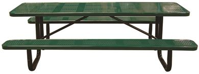 10 Ft. Rectangular Perforated Steel Thermoplastic Picnic Table Portable or Surface Mount