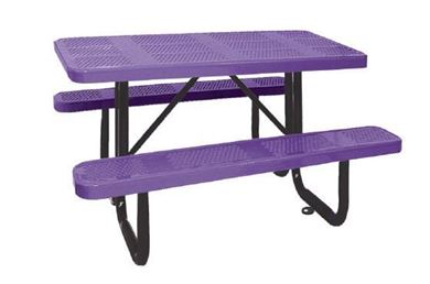 4 Ft. Rectangular Perforated Steel Thermoplastic Picnic Table Portable or Surface Mount