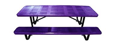 8 Ft. Rectangular Perforated Steel Thermoplastic Picnic Table, Portable or Surface Mount
