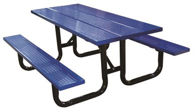 10 Ft. Perforated Steel Plank Rectangular Picnic Table, Portable or Surface Mount