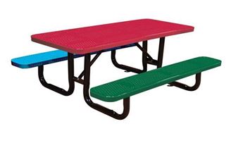 6 Ft. Children's Rectangular Thermoplastic Perforated Steel Picnic Table