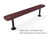 RHINO Quick Ship 6 Foot Thermoplastic Bench without Back Perforated Surface Mount