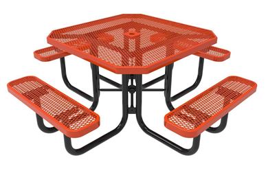 RHINO Octagonal Thermoplastic Steel Picnic Table Portable Expanded Metal