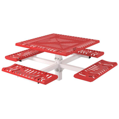 Square Thermoplastic Steel Picnic Table Classic Style