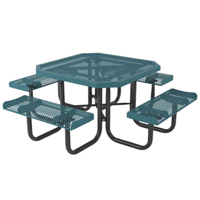 Octagonal Thermoplastic Steel Picnic Table Perforated Style