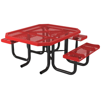 ADA Compliant Octagonal Thermoplastic Steel Picnic Table Rolled Regal Style