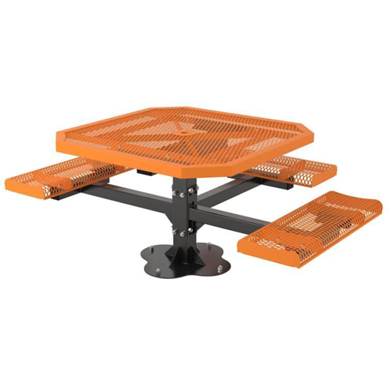 Octagonal Thermoplastic Steel Picnic Table Rolled Regal Style