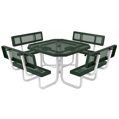 46" Octagonal Thermoplastic Picnic Table Regal Style with Backs