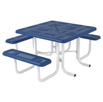 Square Thermoplastic Steel Picnic Table Perforated Style