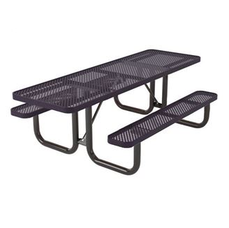 ADA Compliant Wheelchair Accessible 8 ft. Rectangular Thermoplastic Steel Picnic Table Ultra Leisure Perforated Style	