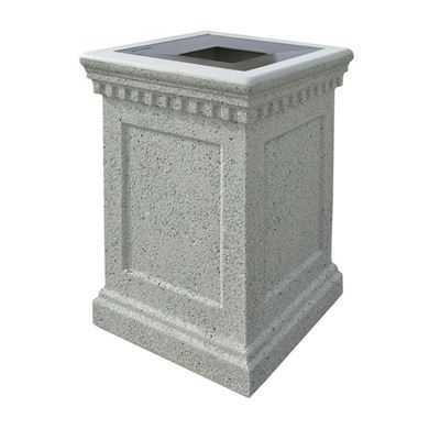 24-Gallon Concrete Trash Receptacle Colonial with Aluminum Top - 640 lbs.