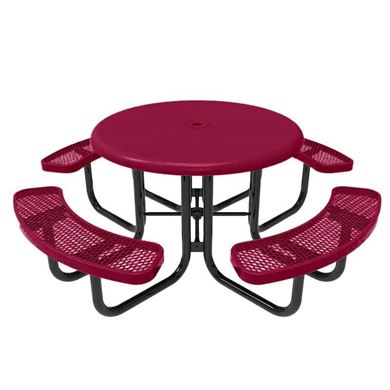 RHINO Round Solid Top Thermoplastic Steel Picnic Table, Portable, Quick Ship