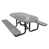 7 ft. Oval Picnic Table Perforated Plastic Coated Expanded Metal with Powder Coated Steel Tube,255 lbs.
