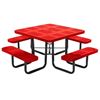 46" Square Perforated Thermoplastic Steel Picnic Table, Portable or Surface Mount