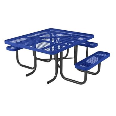 ADA Compliant Wheelchair Accessible Square Thermoplastic Steel Picnic Table
